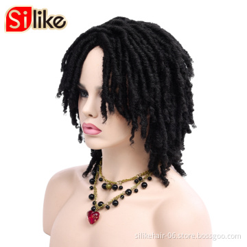 14 '' Soft Dreadlocks Wig Ombre Black Bug Curly Twist Crochet Braid Wig Heat Resistant Wigs Curly Twist Hair Faux Locs Crochet